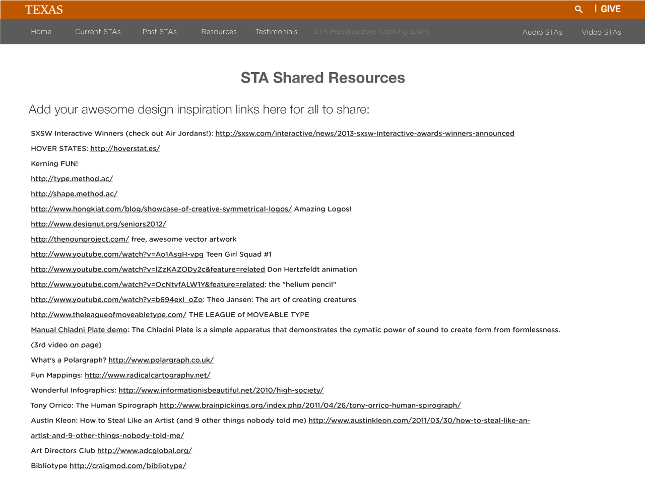 sta curated resources page